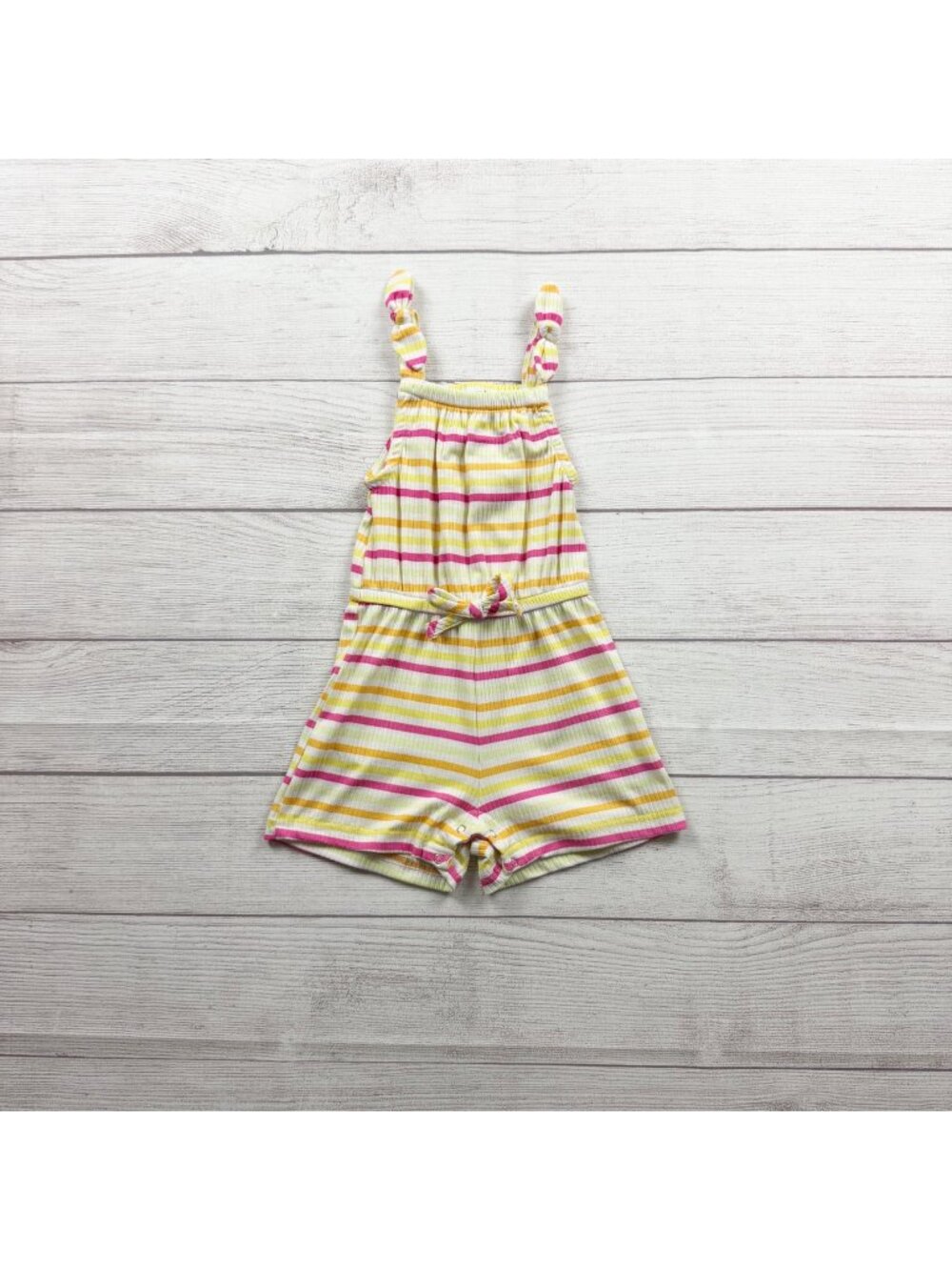 Picapino Girls Yellow Pink Stripe Romper Lightweight Sleeveless 12-18 Months